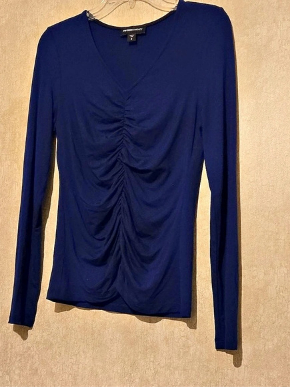 FIFTEENTWENTY Ruched Front Long Sleeve Top in Blue Size Small